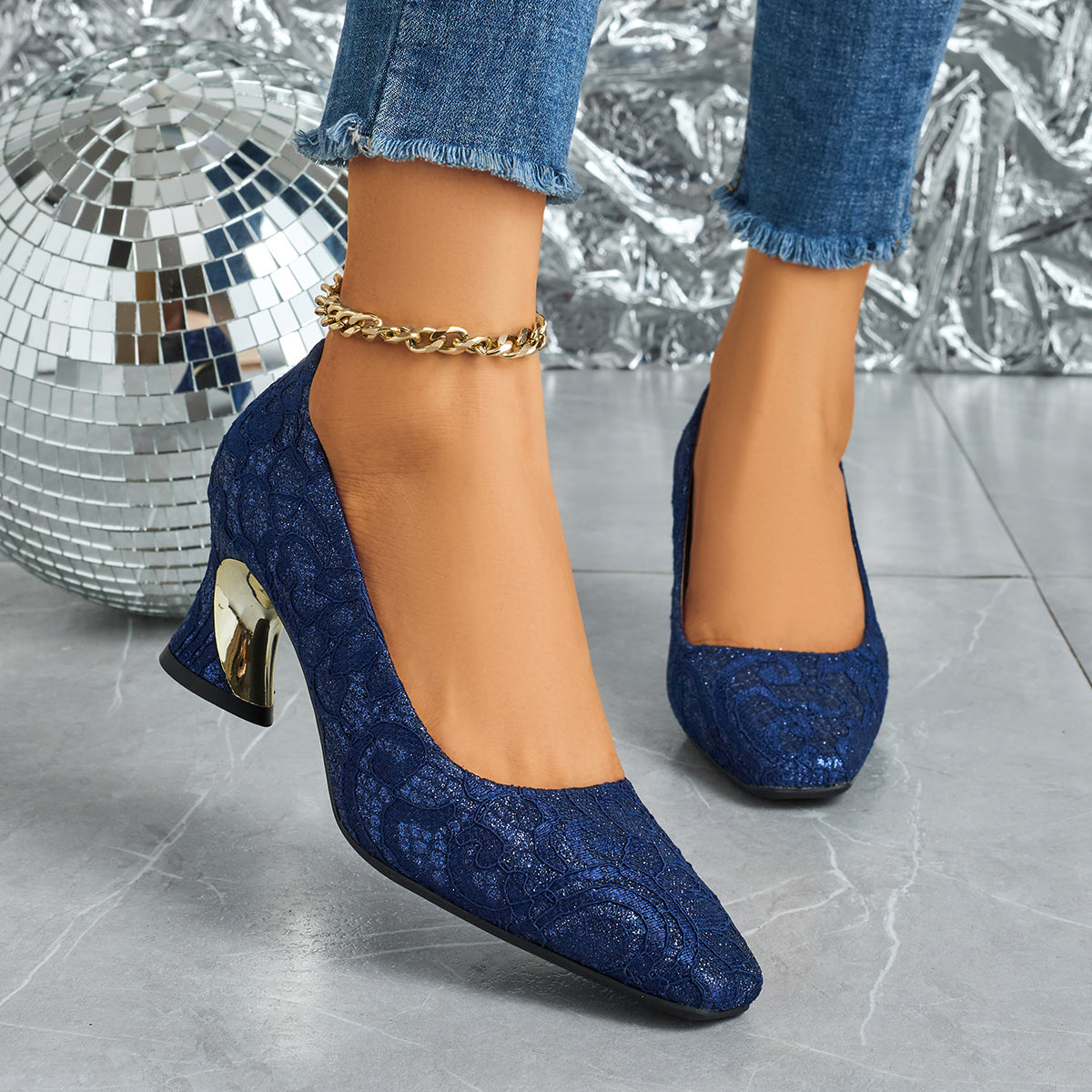 Elegant Women's Fashion Mule Square-Toe High Heels, Comfortable High Heel Chunky Heel Casual Versatile Style, Suitable for Work, Casual, Professional, Party, and Wedding, Women Shoes