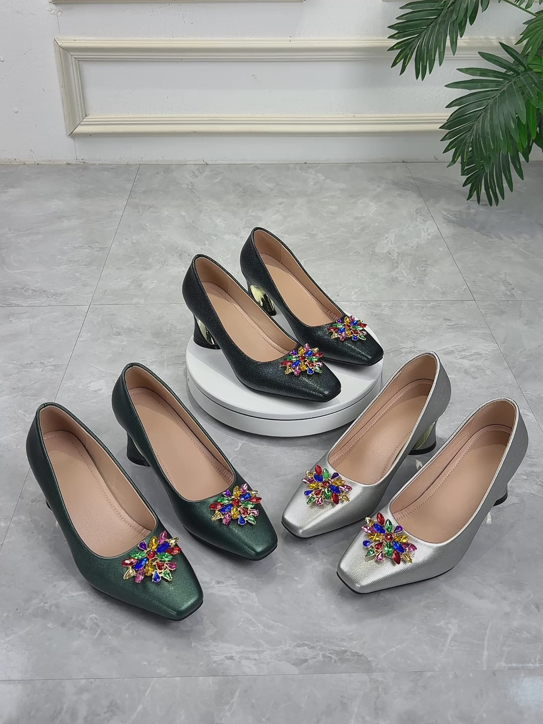 Elegant Women's High Heels - Chunky Block Square Toe Fashion Style, Suitable for Weddings, Parties, Balls and Travel, Women Shoes